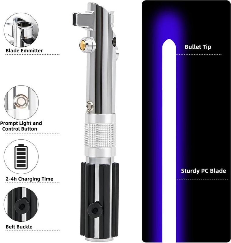 Ani-Se Upgraded Pixel Lightsaber - 16 Movie Sound Fonts, RGB 12 Color, Smart Motion Control, Metal Hilt, Heavy Dueling Saber for Adults & Kids - Smooth Swing