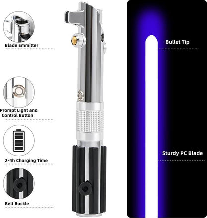 Ani-Se Upgraded Pixel Lightsaber - 16 Movie Sound Fonts, RGB 12 Color, Smart Motion Control, Metal Hilt, Heavy Dueling Saber for Adults & Kids - Smooth Swing