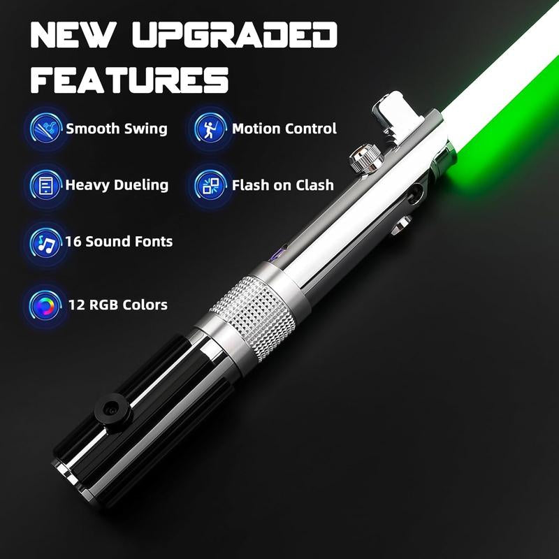 Ani-Se Upgraded Pixel Lightsaber - 16 Movie Sound Fonts, RGB 12 Color, Smart Motion Control, Metal Hilt, Heavy Dueling Saber for Adults & Kids - Smooth Swing