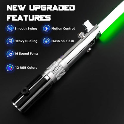 Ani-Se Upgraded Pixel Lightsaber - 16 Movie Sound Fonts, RGB 12 Color, Smart Motion Control, Metal Hilt, Heavy Dueling Saber for Adults & Kids - Smooth Swing